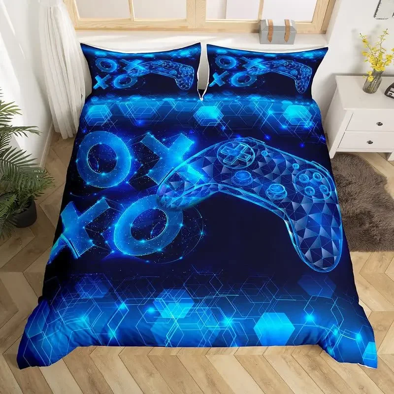 Gaming Gamer Comforter Covers Set Twin Size, Video Games Bedding Set For Kids,Teens,Modern Boys Cartoon Gamepad Duvet Cover Sets