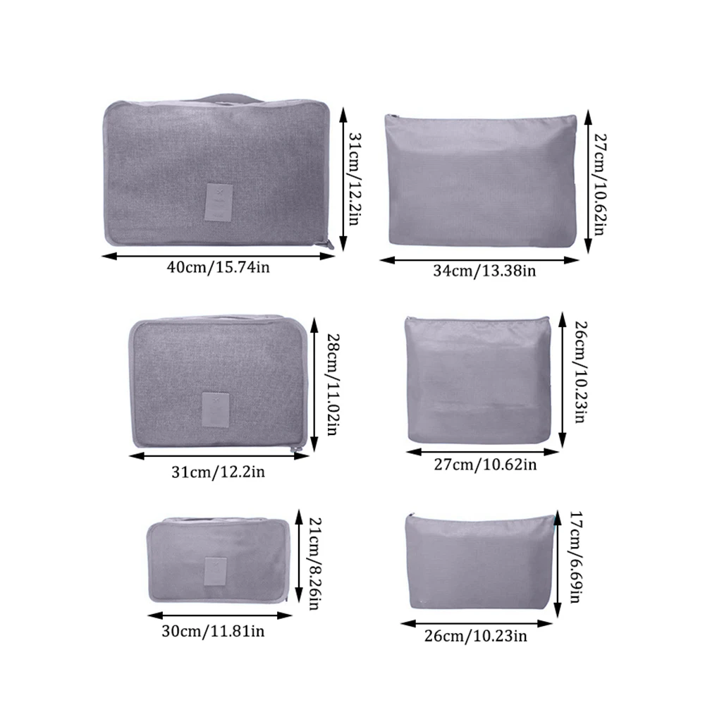 6-Piece Portable Travel Packing Organizers Set for Women: Luggage, Clothes, and Shoes Bags