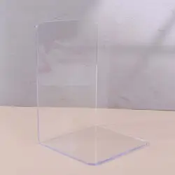 L - Shaped Desktop Organizer Bookend - Durable and Simple Display Stand (Transparent)