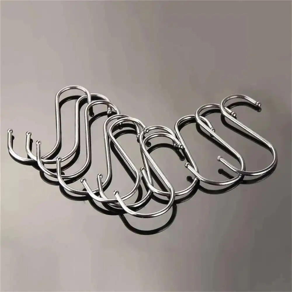 High Quality Premium 10-pack Larger Round S Shaped Hooks In Polished Stainless Steel Metal