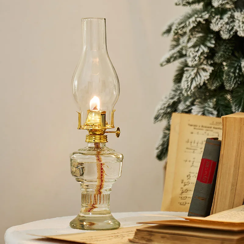 ウィック付きのクラシックな大型灯油ランプ,クリアオイルランプ