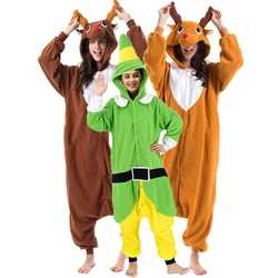 Christmas Onesie Deer Brown Halloween Animal Kigurumi Pajamas Adult One-Piece Pijama Winter Cartoon Jumpsuit Sleepwear