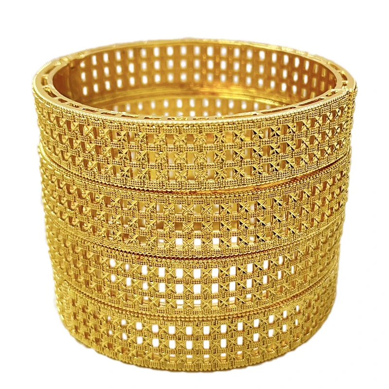 

Dubai Gold Color Bangles For Women Gold Plated Indian African Hard Bracelets Charm Wedding Ethiopian Arabic Hand Jewelry Luxury