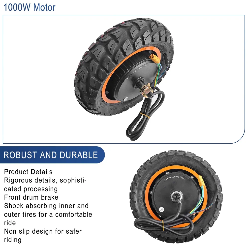 1000 W Motorbaugruppe für KUGOO KIRIN KuKirin G2 Max Elektrorollermotor 255 x 80 Reifenersatzteile – Detail 2