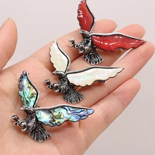 

Natural Shell Alloy Abalone Animal Eagle Brooch Pendant For Jewelry Making DIY Necklace Earrings Accessories Charms Gift 50x35mm