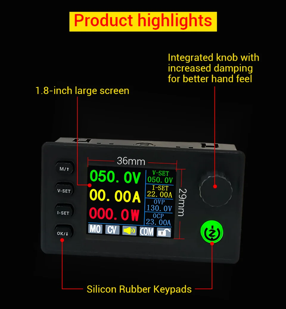 Description Picture 6 of item125V 22A 1500W DC DC Buck Converter Step-down CNC Adjustable Stabilized Voltage Power Supply Regulator with Bluetooth/USB Module