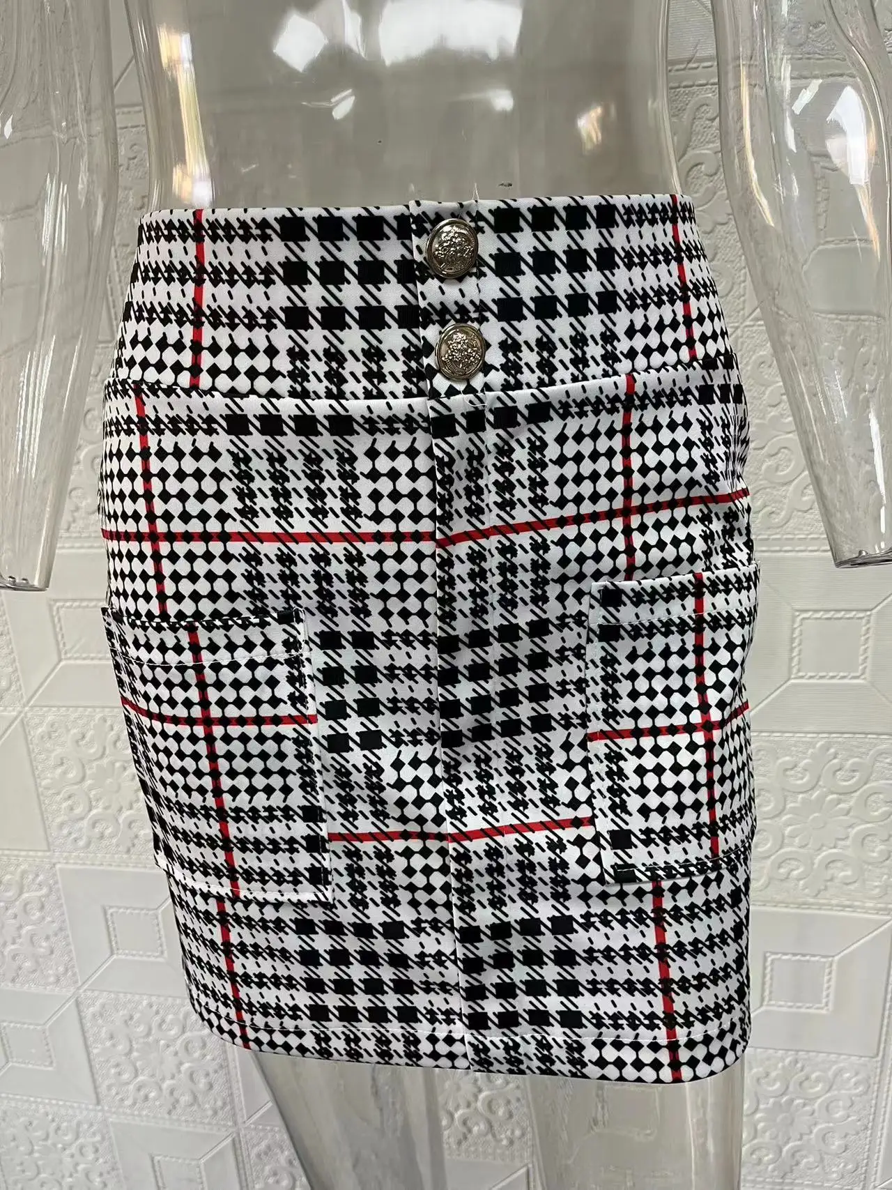 Sets for Women 2 Pieces 2024 Spring Plaid Print Notched Neck Long Sleeve Blazer & Elegant High Waist Mini Skirt Set Office Lady