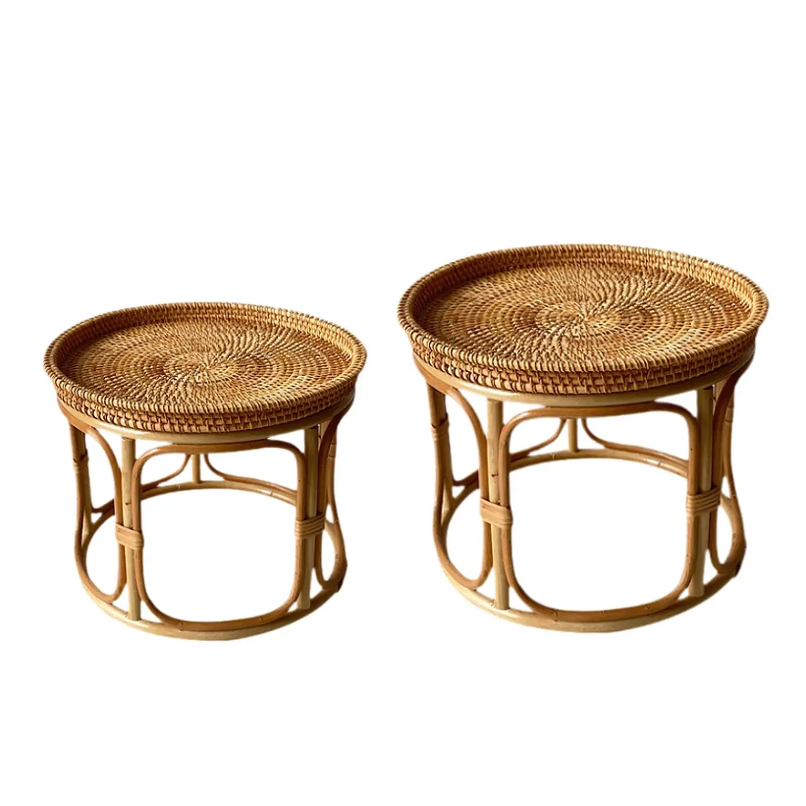 Rattan Side Table Home Decor Ornament NightStand for Farmhouse Proch Balcony