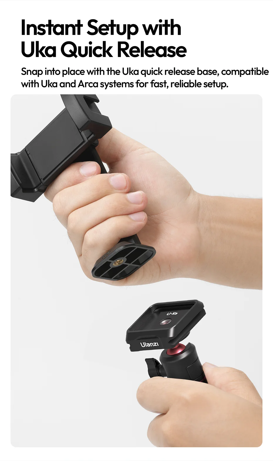 Phone Holder Rotatable Phone Clip with 1/4' Screw Hole & Uka Base Clamp 60-105MM