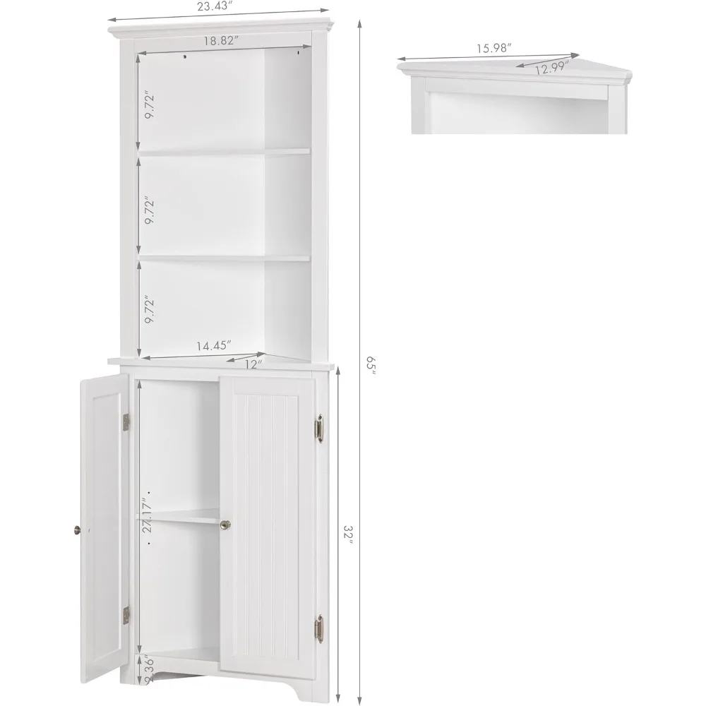 Merax Armario esquinero de almacenamiento de baño con puerta y estante  ajustable, armario pequeño y estrecho para cocina, sala de estar o  dormitorio