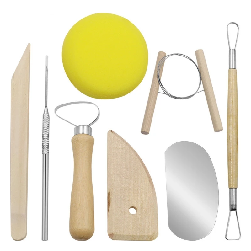 

Clay Tool Set Ceramic Forming Tool Metal Wood Sponge Tool Set 8-piece Set Great Gifts for Beginner