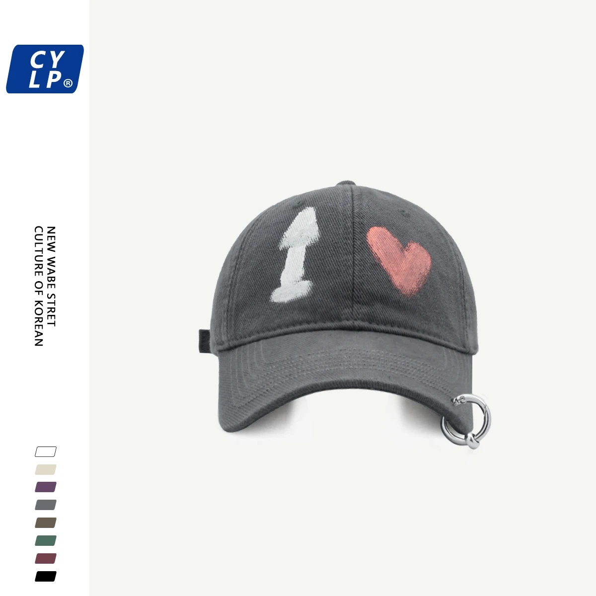 

Graffiti Love Hip Hop Iron Hoop Baseball Cap Men and Women Couple Korean Style Fashion Peaked Cap Hat