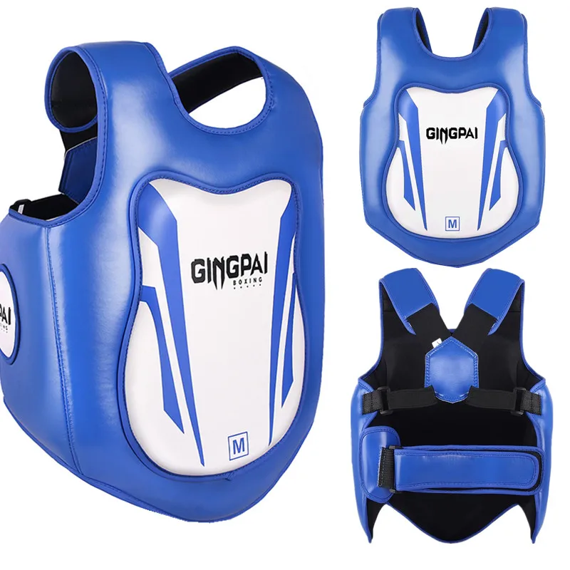Amleso Karate Chest Protector Rib Armour PU Gift Kickboxing Training Exercise Ergonomic Design Children Adults Protection Pad L L