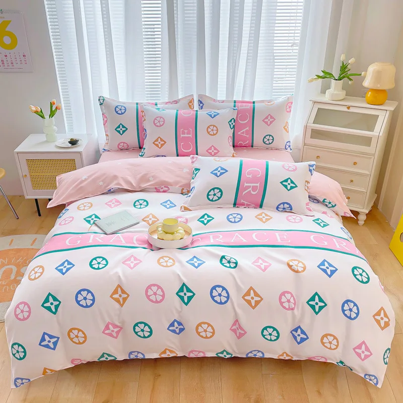 3/4pcs Bedding Set Muticolor Duvet Cover Pillowcase bedspread set Quilt  Cove Single Double King Queen Size Bed Linens - AliExpress