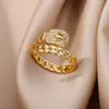 Bagues géométriques de luxe en Zircon pour femmes, en acier inoxydable, couleur or, anneau ouvert, tendance, fête de mariage, bijoux esthétiques, cadeau pour Femme