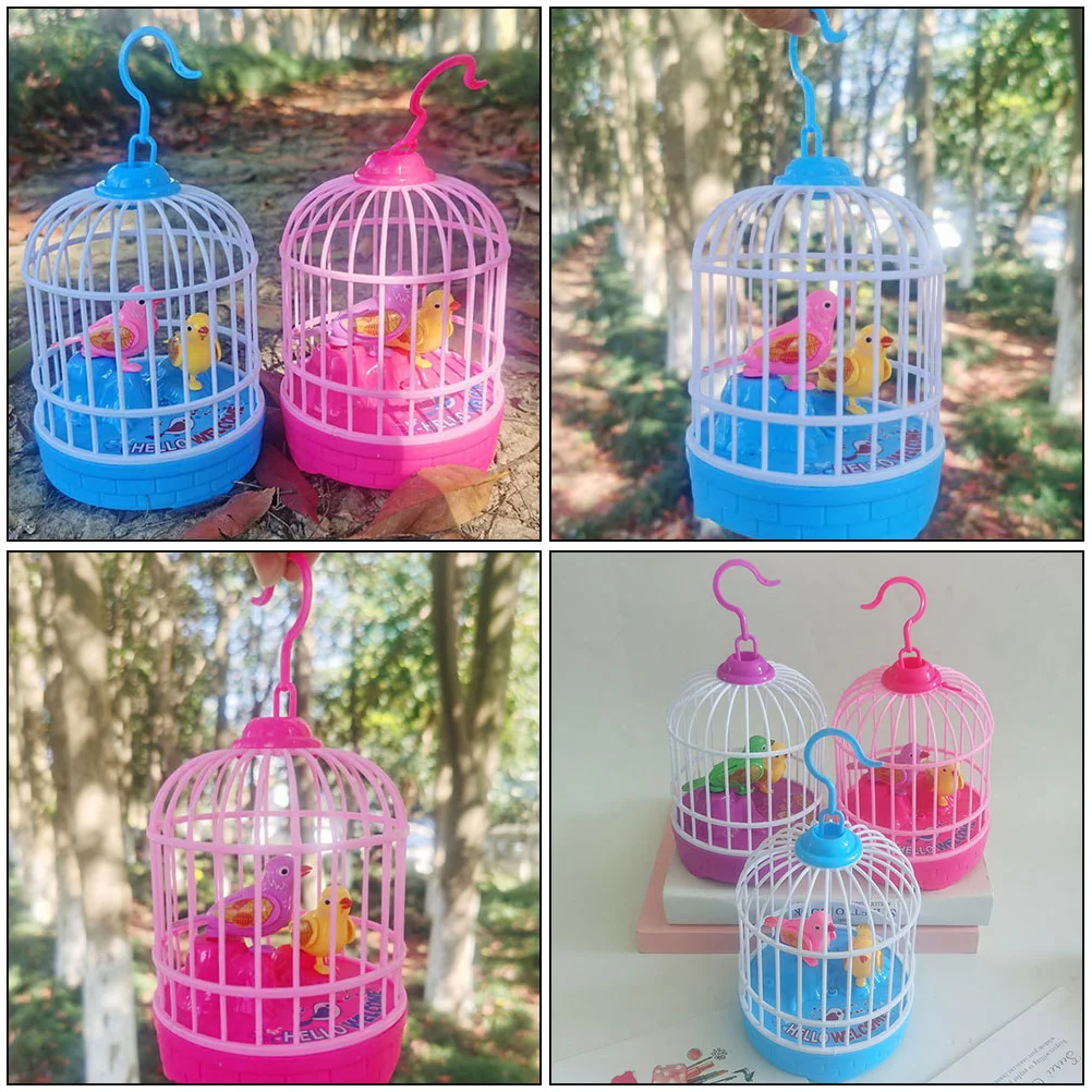 Children's Bird Cage Toys Glowing Simulation Birdcage Realistic Sound Toy Talking Parrot Chirping Birds Will Move Plastic Toys 3