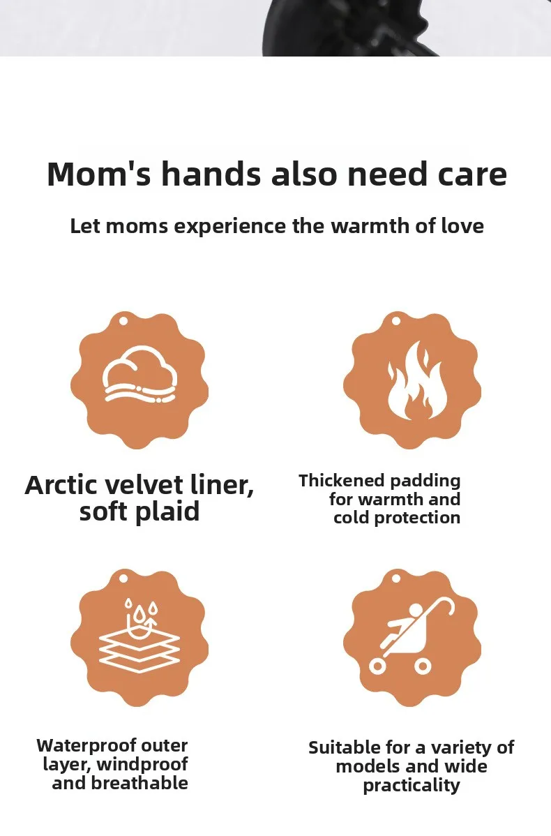 Stroller Gloves 1 Pair Winter Windproof Warm Simple Style Universal Prams Gloves Waterproof Baby Stroller Accessories