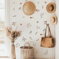 Boho Style Flowers Leaves Watercolor Wall Sticker Nursery Vinyl Wall Art Decals for Living Room Bedroom Kids Room Home Decor 4