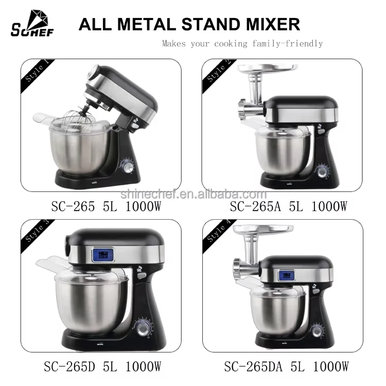 Electric Pastry Robot Kitchen Stand Mixer Multifunction 1000W Die-casting Cake Food Mixers with Meat Grinder