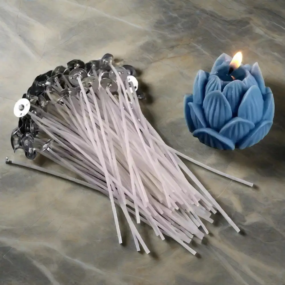 Candle Wicks Set 2.6-20cm Pre-Waxed Cotton Core Wicks with Base Stickers DIY Handmade Candle Making Tools Candles Accessories