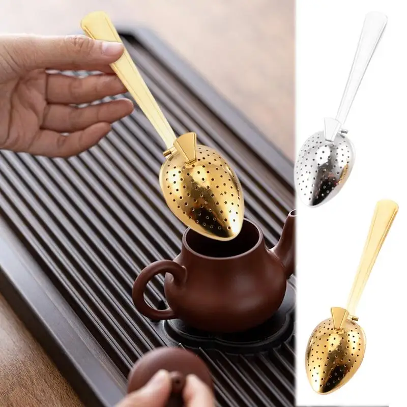 Stainless Steel Tea Infuser Snap Ball Tea Strainer With Long Handle Fine Holes Interval Diffuser Steeper For Coffee