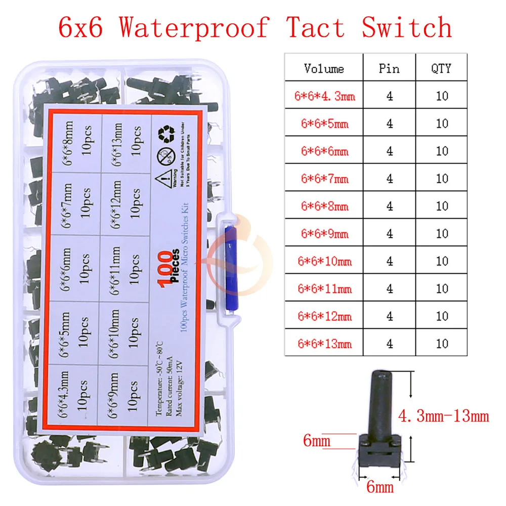 Mini Tijdelijke Tactiele Drukknopschakelaar Auto Afstandsbediening Aanraakknop Knop Aan/Uit Dip Smd Diy Microschakelaar Gemengde Kit