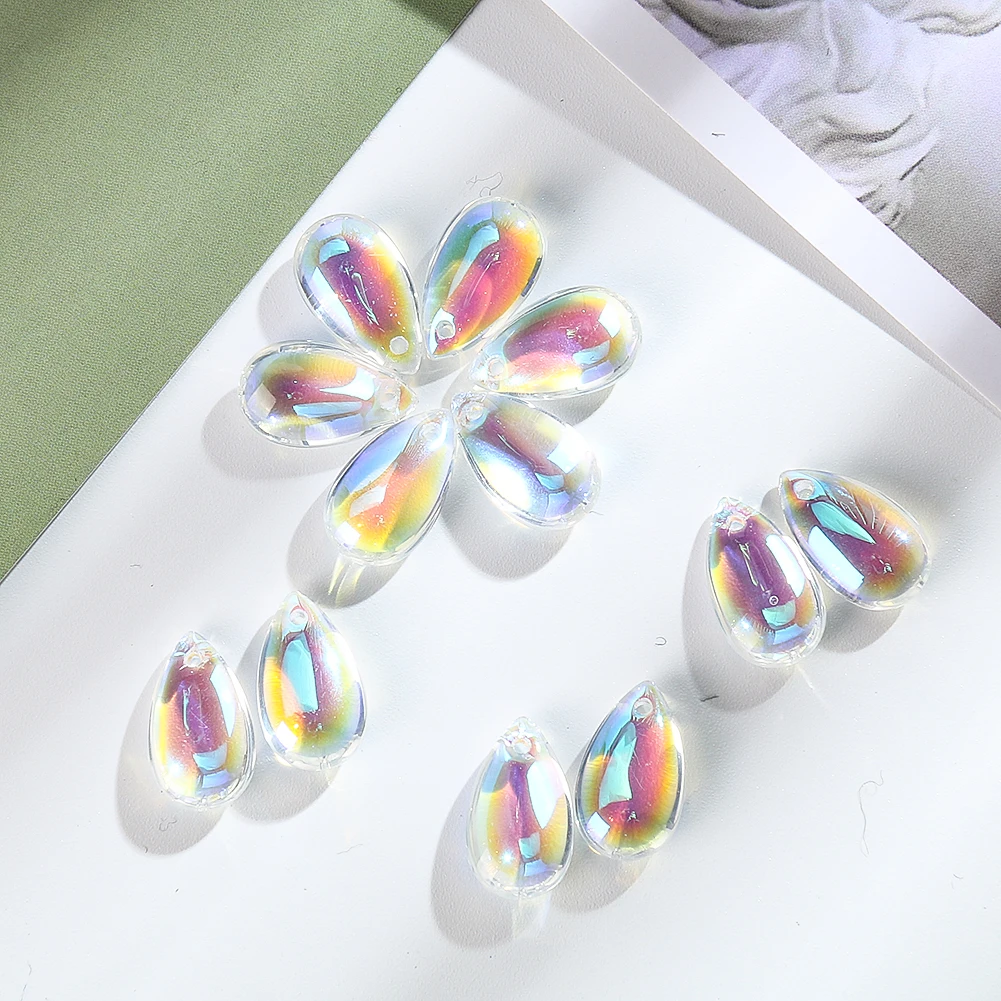 50PCS Water Drop Crystal Beads Pendant Suncatcher Chandelier Parts DIY Charms Bracelet Necklace Jewelry Making Accessories