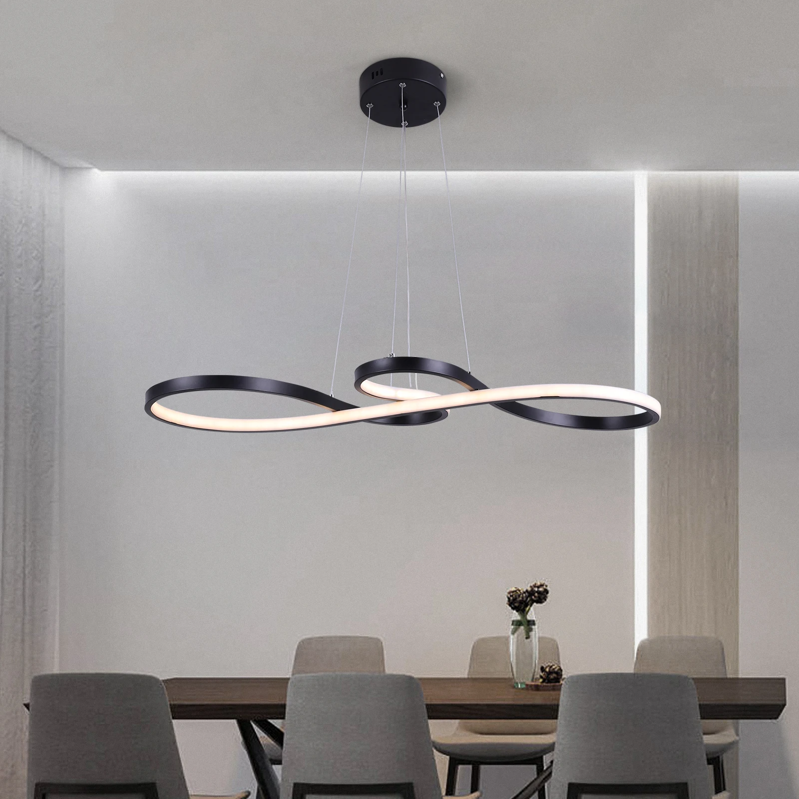 

Modern Irregular LED Chandelier Light Aluminum Acrylic Ceiling Hanging Lamp Dining Room Pendant Restaurant Suspension Light