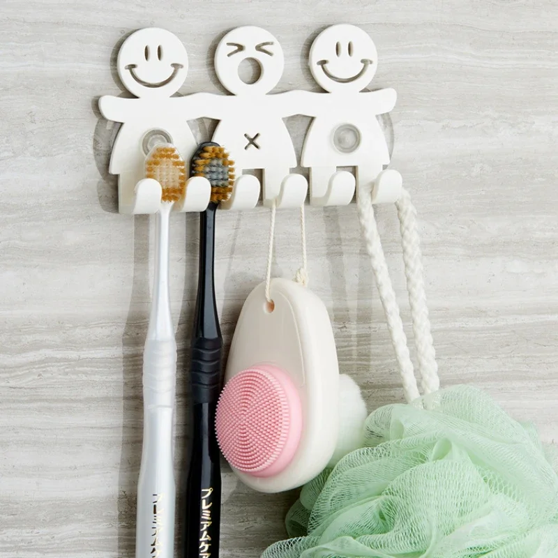 

5 Portable Home Bathroom Hooks, Suction Cup Punch Free Bath Ball Holder Cute Cartoon Toothbrush Holder Key Hook Children's Gift