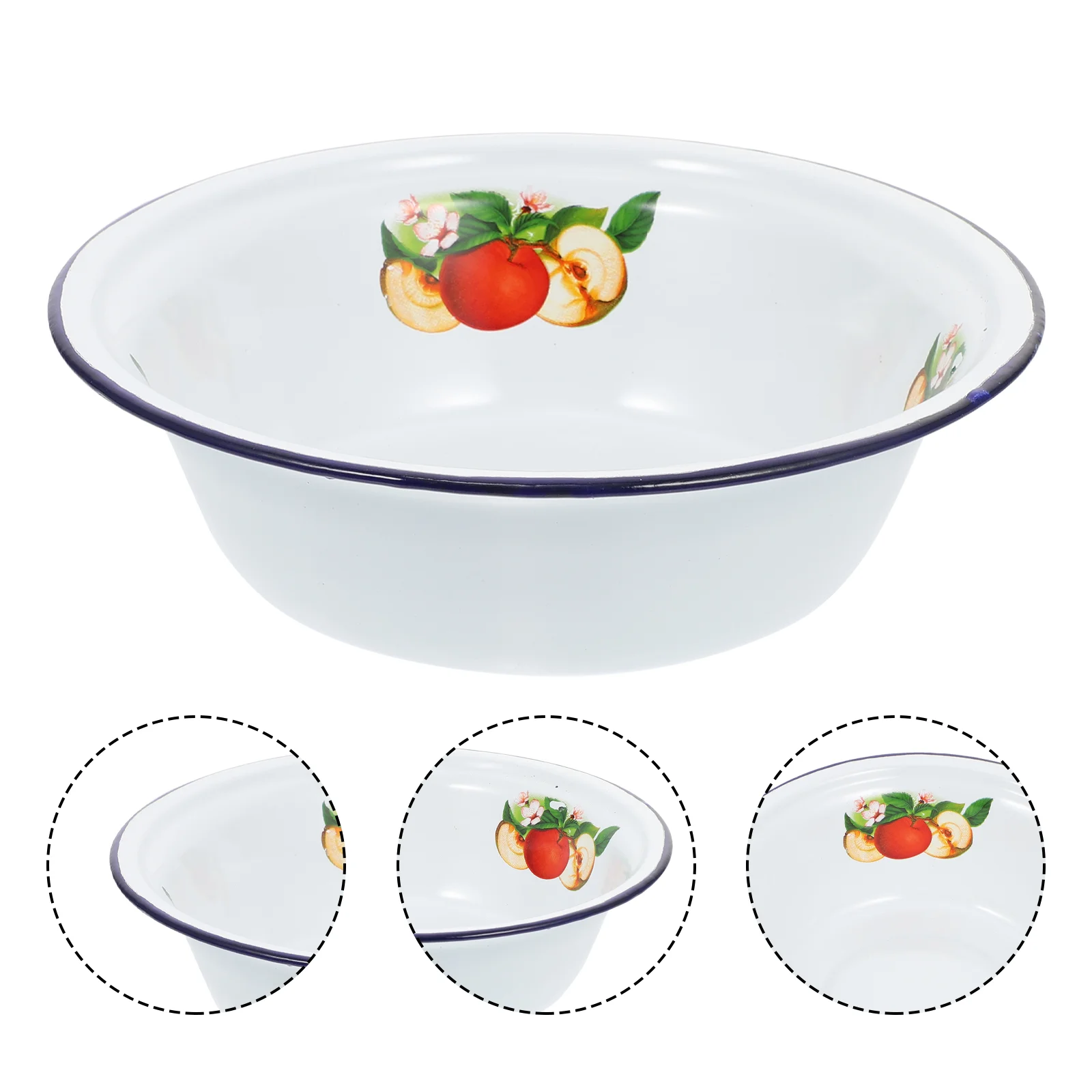 

Enamel Basin Salad Bowl Rice Soup Bowls Mixing Noodle Household Dessert Container Storage