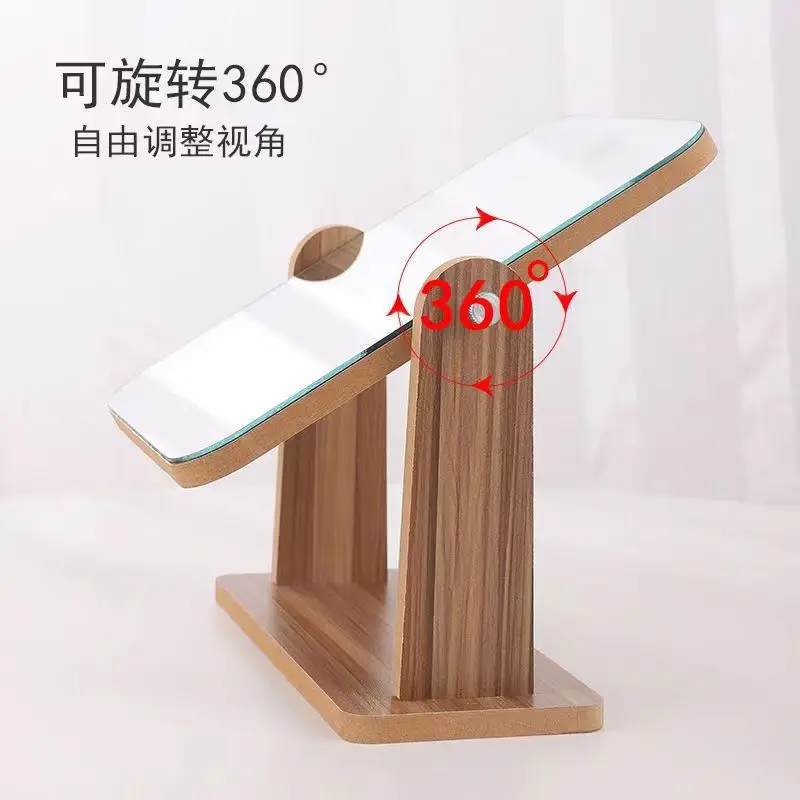 나무 화장 거울, 여학생 기숙사용 휴대용 거울, 회전식 고화질 인기 거울