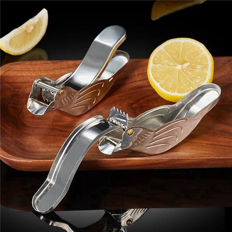 2X 우아한 스테인레스 스틸 레몬 과즙기, 휴대용 새 모양의 수동 과즙기, 감귤류 및 석류에 적합