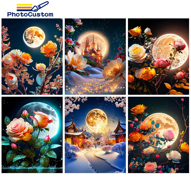 

PhotoCustom Painting By Numbers Landscape Oil Picture On Canvas Acrylic Paints For Adults Picture Of Coloring By Number Home Dec