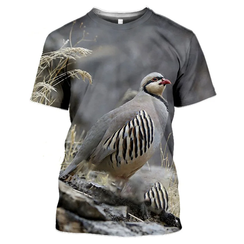 

Animal Bird T-Shirt Men 3D Hunting Partridge Print Short Sleeve Tops Summer Fashion T Shirt Loose Oversized Tee Shirt Clothing