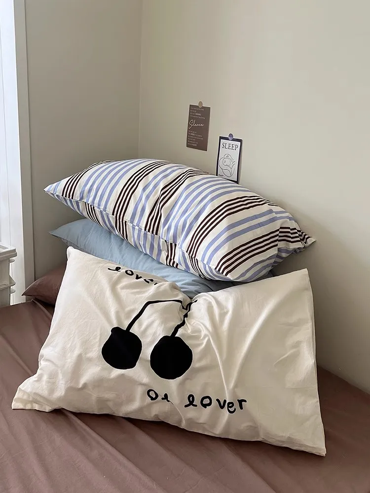 Korean Cotton Stripe Pillowcase Cover