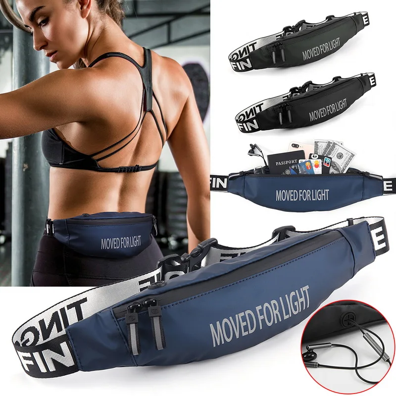 Fanny Pack Black Waterproof Money Belt Bag Men Women Sport Belt Male Waist Bags For Phone Travel 