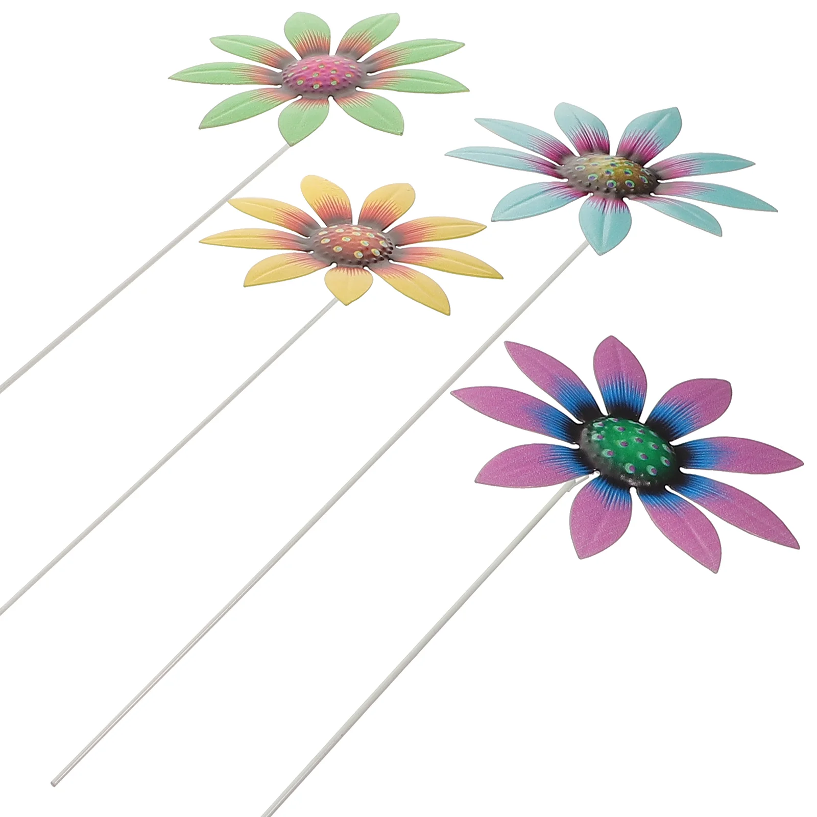 

4 Pcs Flower Plugin Garden Decorations Metal Home Crafts Stakes Yard Ornament Decorative Insert Iron Lawn Flower-shape