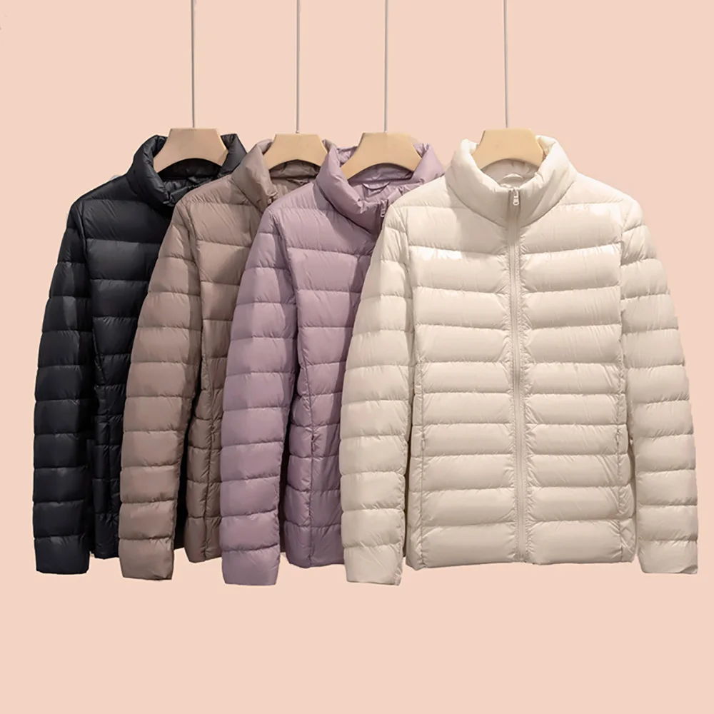 Unisex Stand Collar 90% White Duck Down For Men Women Warm Inner Ultra Lightweight Packable Ski Jacket Down Liner Jackets 4XL