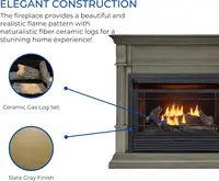Dual-fuel Exhaustless Gas Fireplace System with Mantle Remote Control Uses 26,000 BTU with Natural Gas or Liquid Propane 2