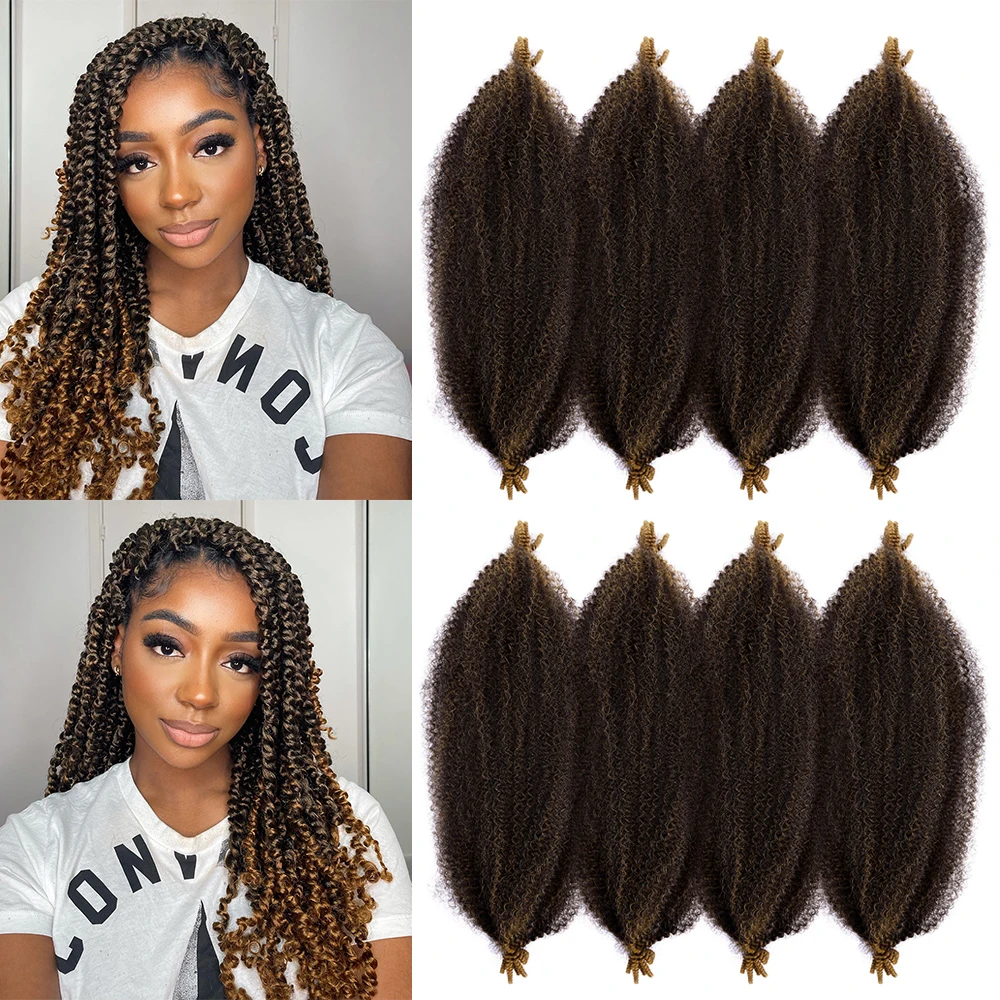 

16/24 Inch Afro Kinky Twist Marley Braiding Crochet Hair Extensions Synthetic Pre-Separated Springy For Butterfly Locs Braids