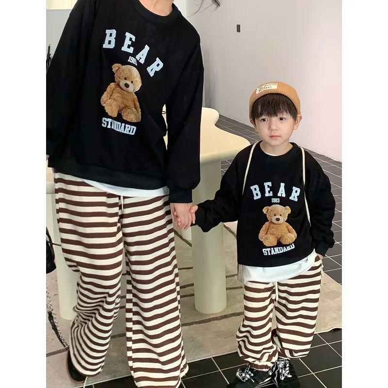 

Mother and Daughter Son Matching Clothes Pant 2024 New Mom and Baby Girl Boy Same Clothing Fashion Parent-child Autumn Troussers