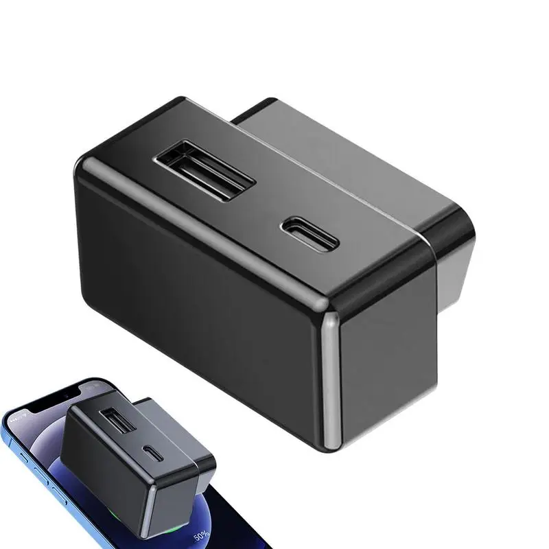 

Plug For Tesla Model Y/3 Ports Extender Phone Concealed PD Fast Charging USB Type-C Dual Heads Wall Charger Splitter Adapter