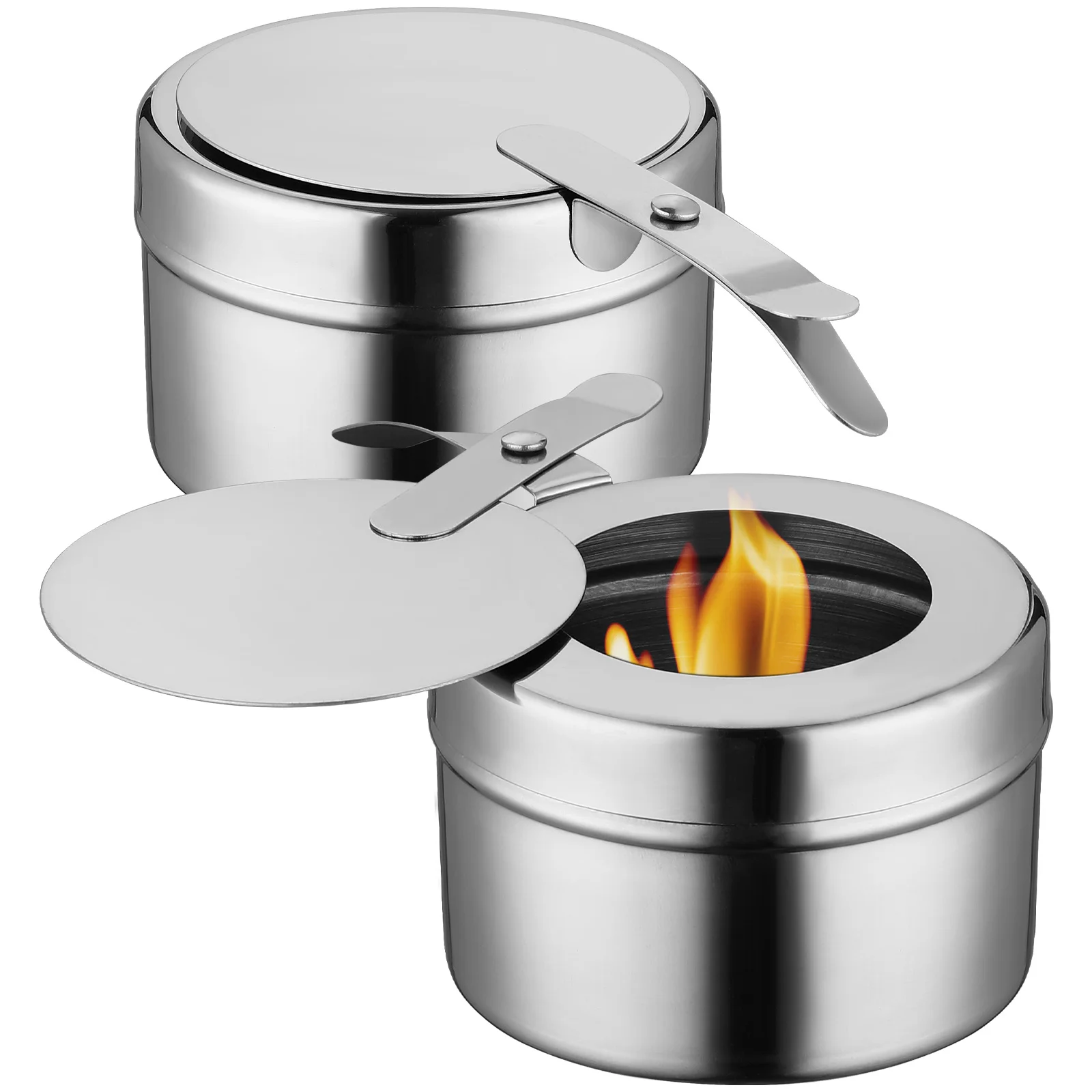 

2pcs/4pcs Stainless Steel Fuel Holders With Cover Chafer Canned Heat Buffet Warmers Fuel Cans For Buffets Barbecue