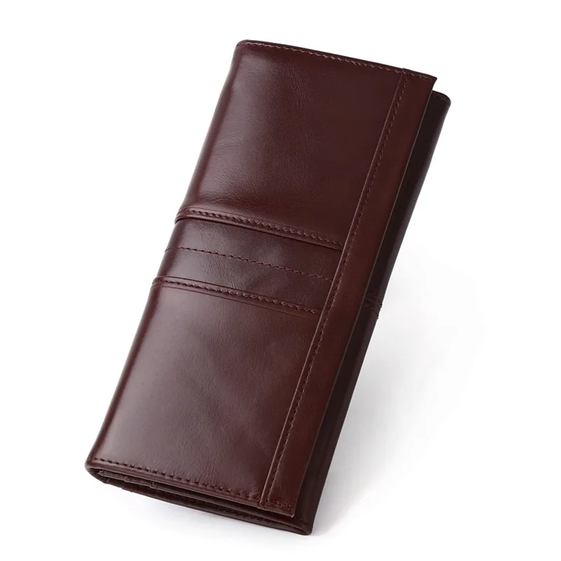 100% Genuine Leather Wallet RFID Anti-theft Money Purse Cowhide Men's Long Leather Retro Ladies Money Clip 2