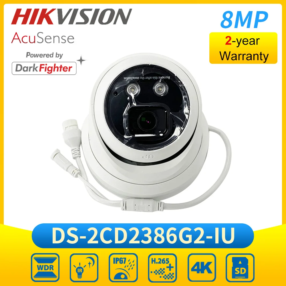 

H​ikvision 4K AcuSense Turret Network IP Camera DS-2CD2386G2-IU 8MP CCTV Camera Outdoor Built-in Mic H.265+