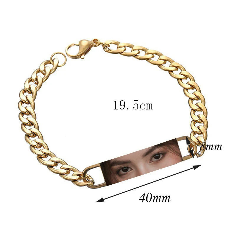 Custom Engraved Eye Photo Bracelet - Personalized Couples Jewelry Gift