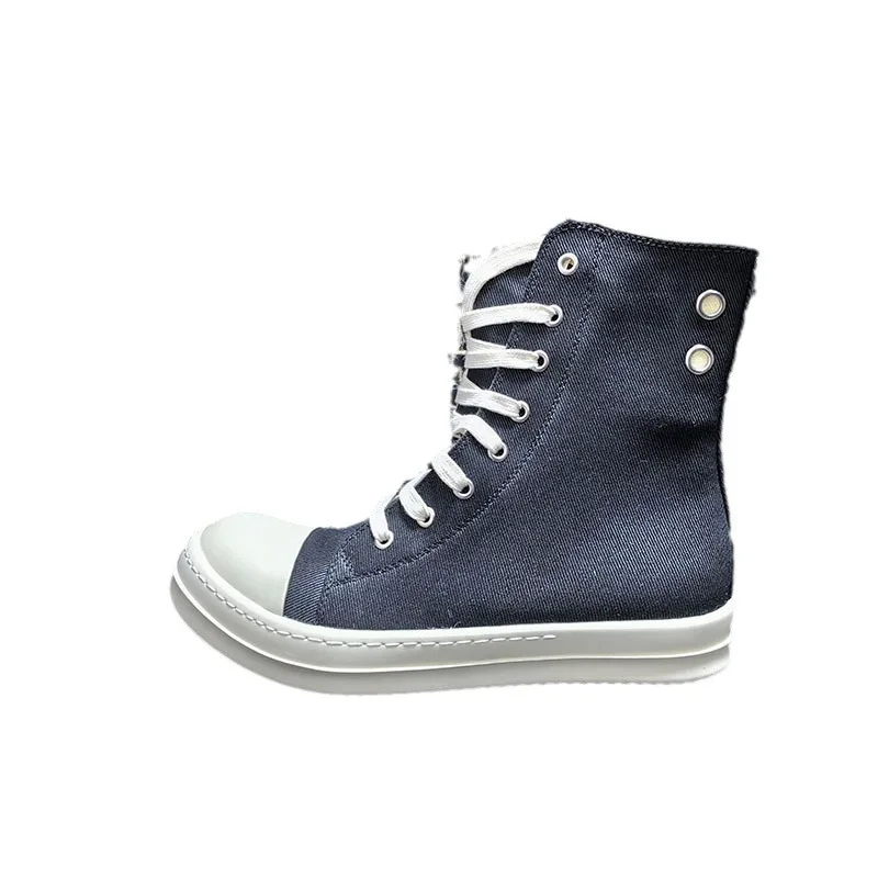 Men Women Shoes Casual Canvas Basic Black Flat Lace Up Owen