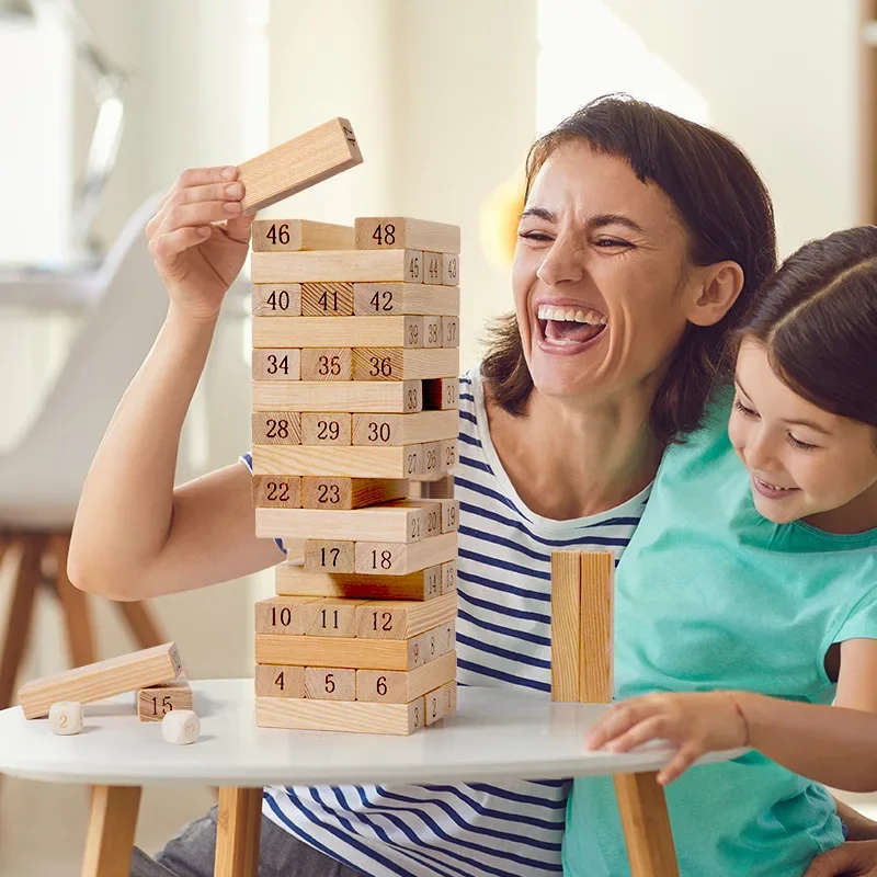 Children's Educational Stacking Blocks Game High Abstraction Wooden Building Blocks Nesting Sorting Wooden Puzzle Toys