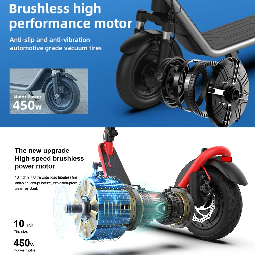 Electric Scooter 13AH 450W 35KM/H Foldable 10 Inch Smart For Adults electric scooter