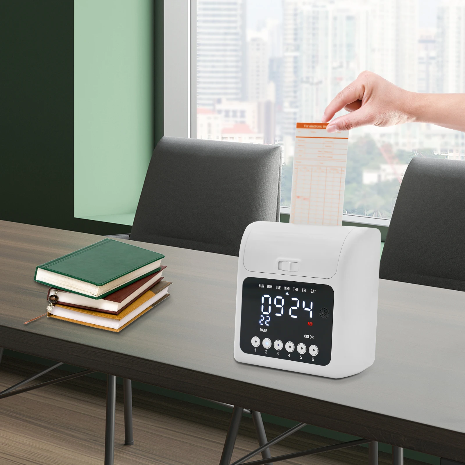 Employee Time Clock Calculating Time Clock Bundle Password Unlocking without Keys with 50 Cards for Companies